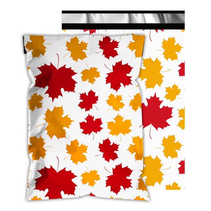 Vapulcio Poly Mailers 10x13 Inch 100 Pcs - Maple Leaf printed Shipping Bags, 2.4mil Thickness, Waterproof and Tear Resistant Mailing Envelopes, Self-Sealing Packaging Bags for Small Business - Image 1